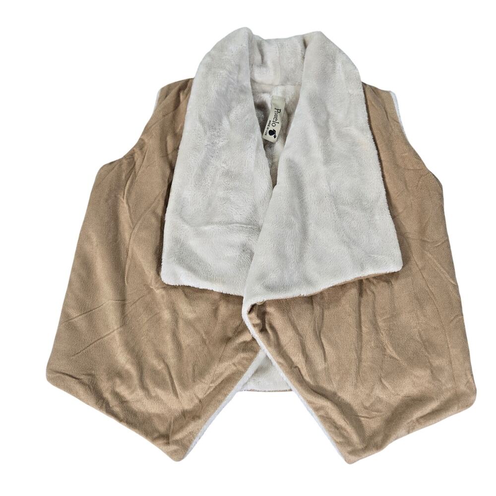 Pomelo Toddler Girls 3T Tan White Furry Vest Winter Cozy Country Preppy Snow EUC